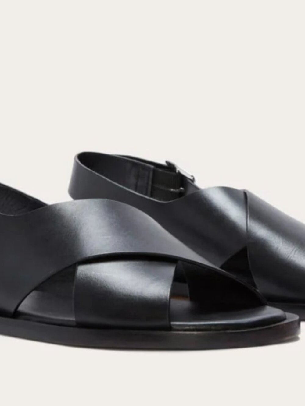 Everlane City Crossover Sandal Black Leather Women's Sizes NEW in Box Resort